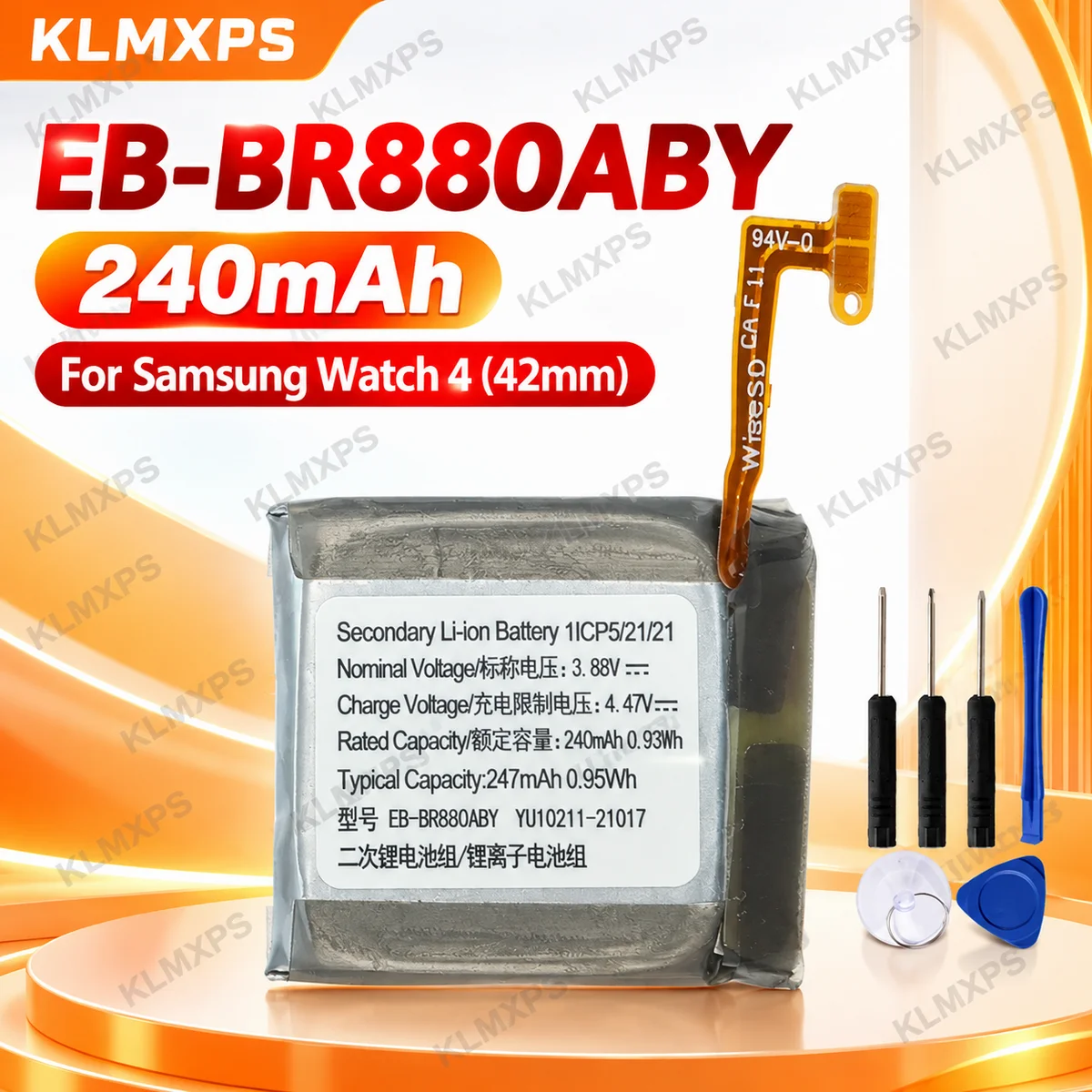 EB-BR880ABY Battery for Samsung Watch 4 40mm, Compatible with SM-R860 R860 R865U and Watch 4 Classic 42mm SM-R880 R880 R885U