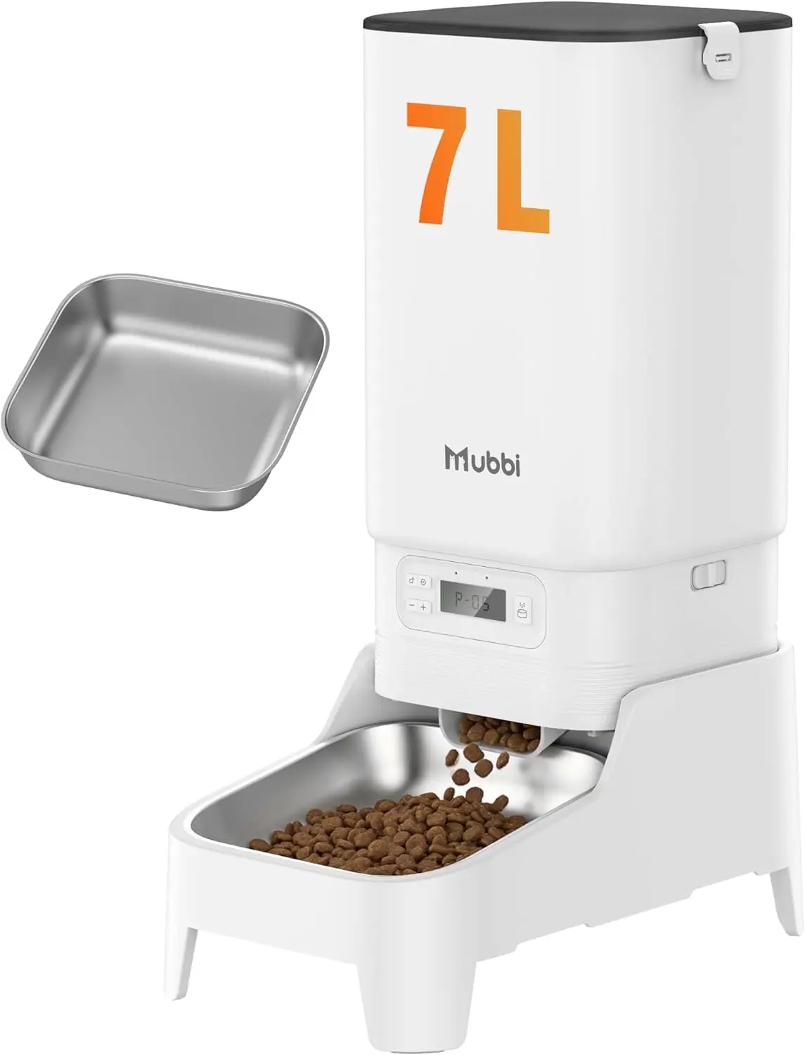 Automatic Dog Feeder with Elevated Stand, 7L Cat Food Dispenser, Timed 6 Meals/Day, No-Jam, Freshness Design, Detachable Easy