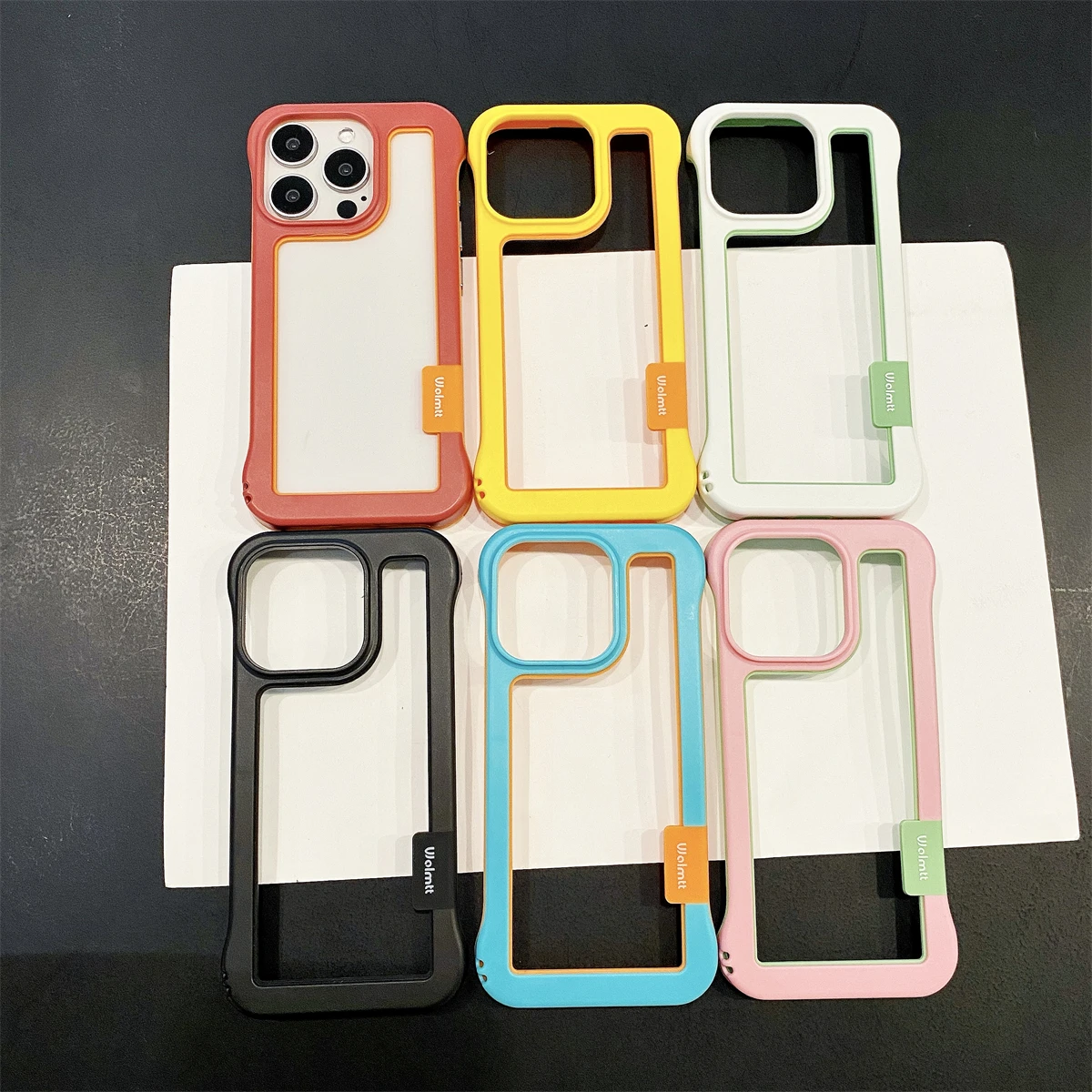 Contrasting Colors Borderless Frame Phone Case For iPhone 17 Air 16 15 14 13 12 11 X XR Pro Max Plus Mini Soft Sockproof Bumper