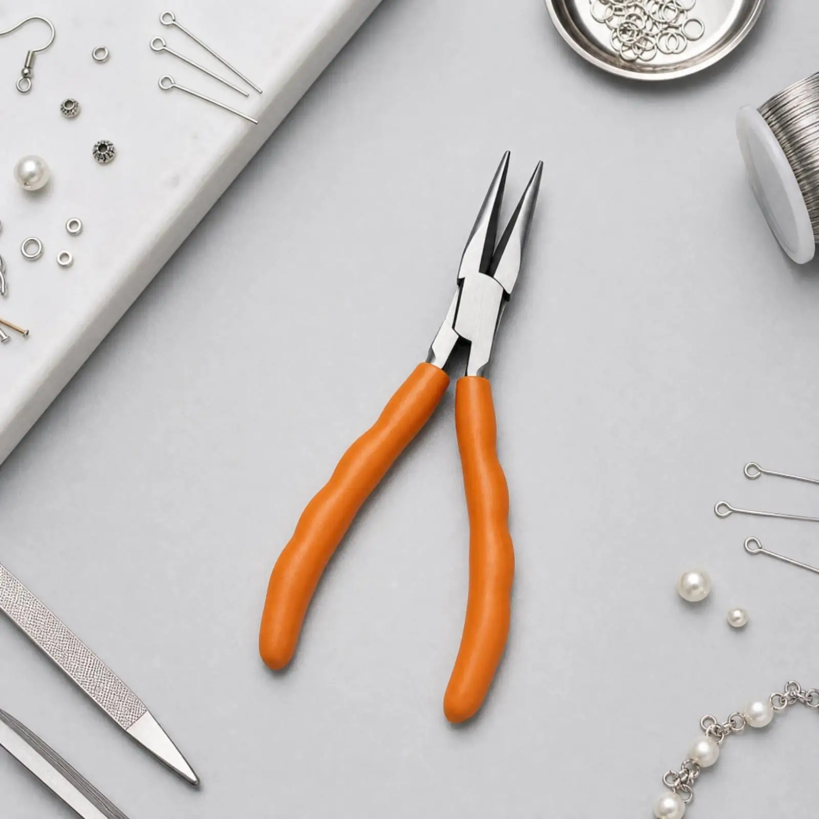 Spring Pliers for Eyeglass Nose Pad Repair Long Nose Stainless Steel Hand Tool with Matte Grip Surface
