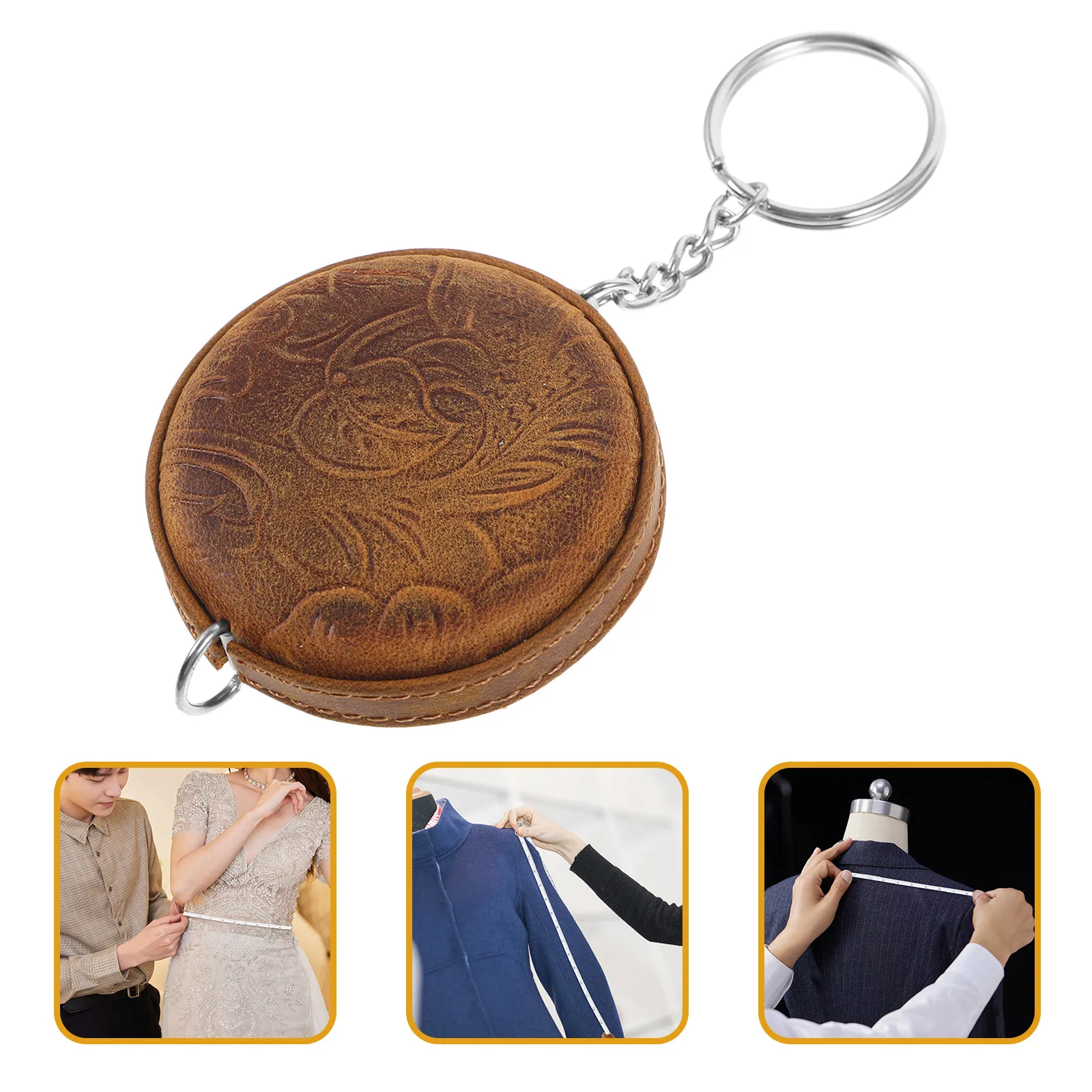 Mini Retractable Measuring Tape 1.5m Vintage Round Tape Measure Portable Keychain for Body Measuring Lightweight Travel