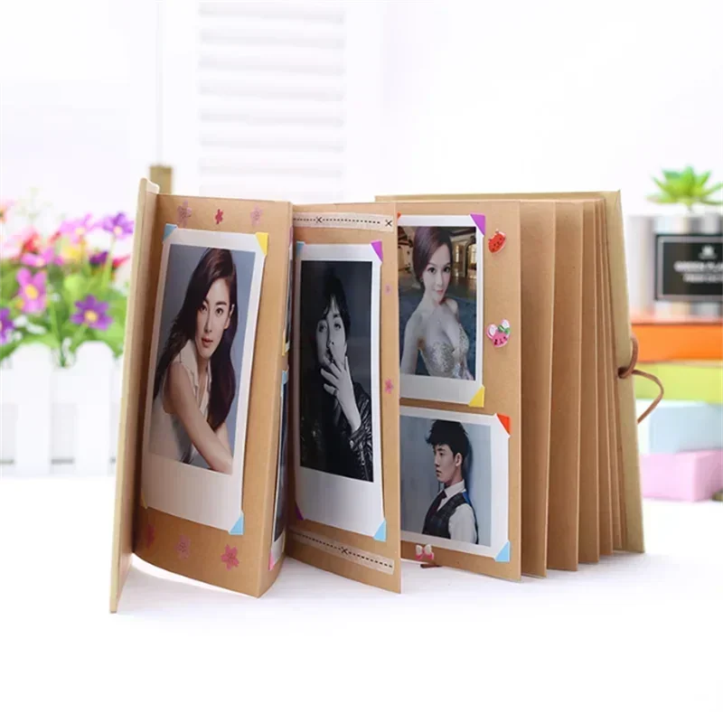 New 1Pc 5/6Inch Folding DIY Photo Album Hand Made Hardcover Wedding Anniversary Scrapbook