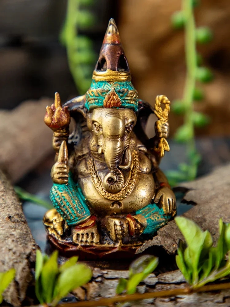 Pure Copper Thai Elephant God Decoration Indian Trunk God of Wealth Buddha Statue Thai Living Room