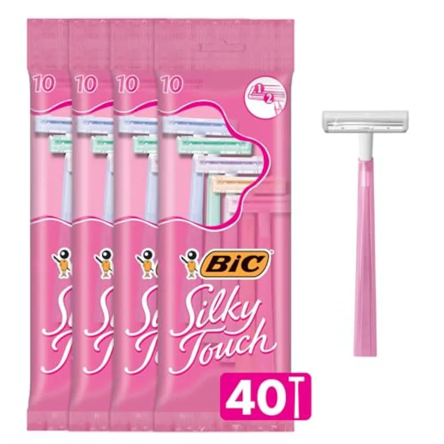 BIC Silky Touch wegwerpscheermessen met 2 mesjes voor dames in mooie pastelkleuren met slanke koppen voor een soepele, zachte ontharing op Sen