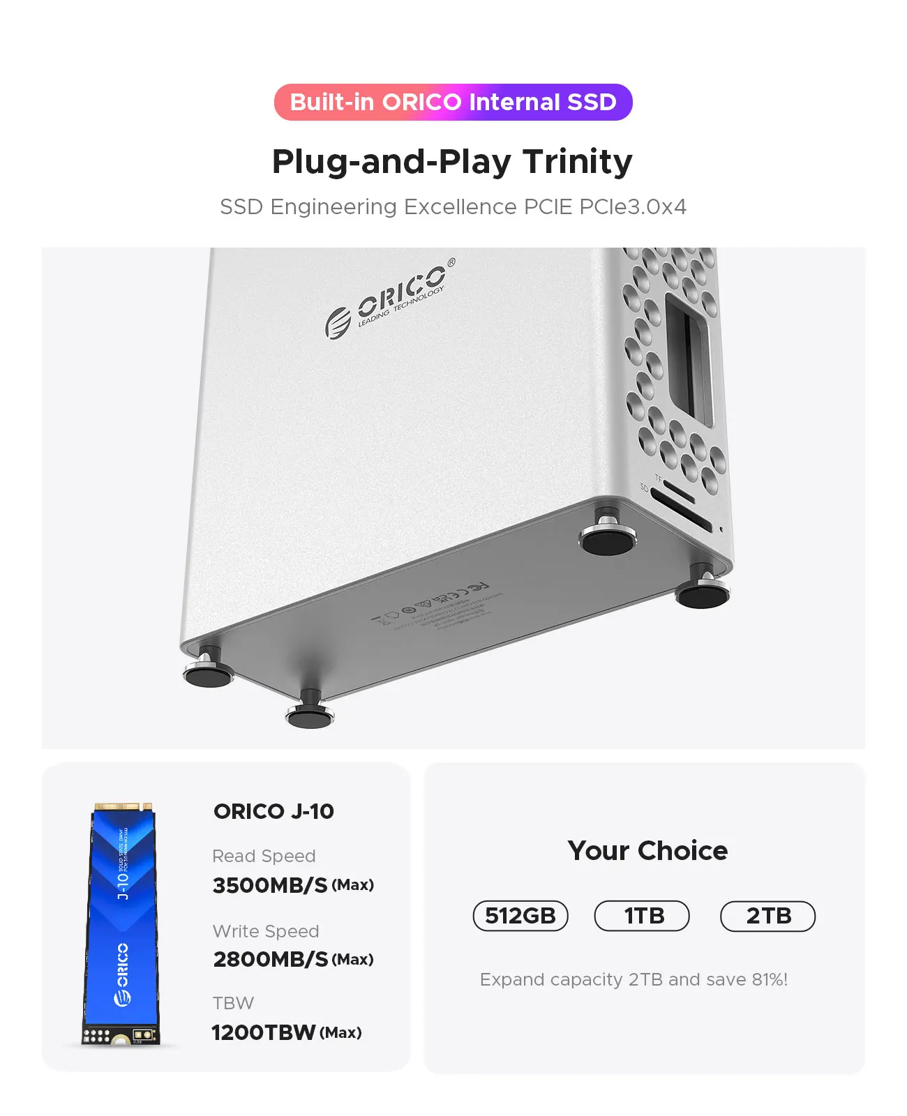 ORICO MiniPro USB Hub 10Gbps Expansion Docking Station for Mac Mini M4 Pro M.2 SSD Enclosure Apple Accessories