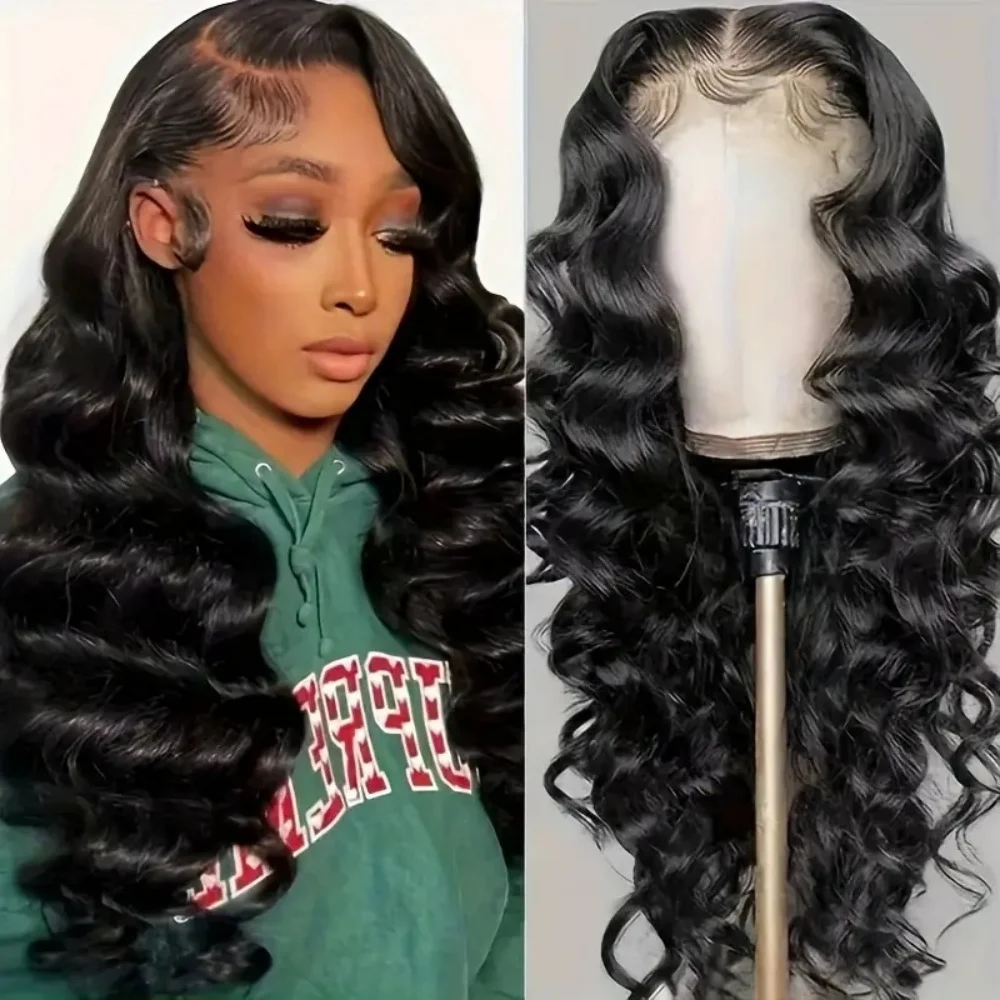 

Body Wave 5×5 Lace Frontal Human Hair Wigs Transparent Put On And Go 200 Density Glueless Natural Pre Plcked Lace Frontal Wig 1B