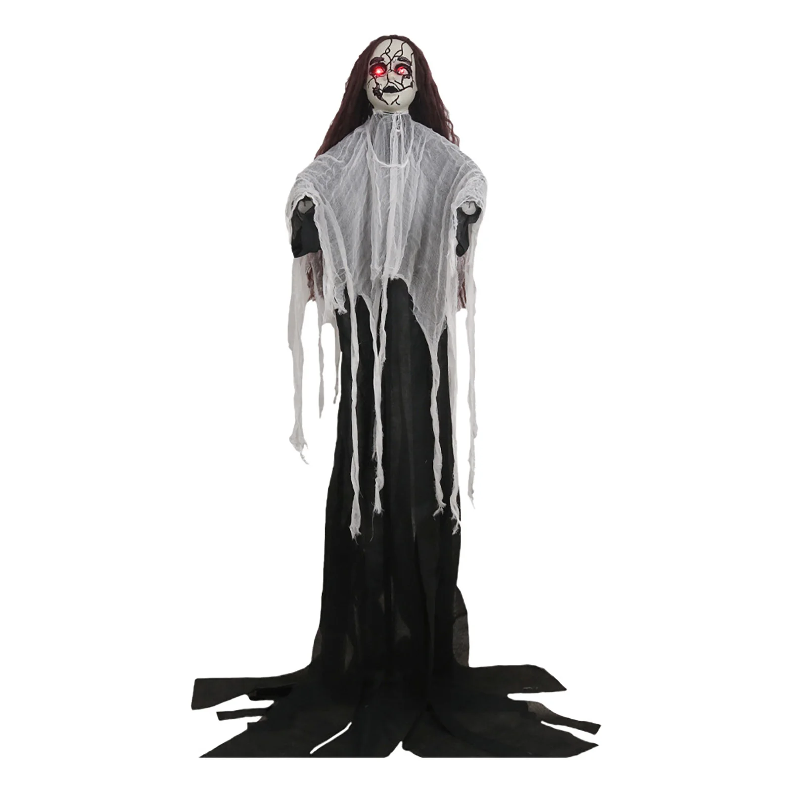 

Halloween Ornament Scary Ghost Bride Figure with Sound Battery Operated Halloween Skeleton Decoration Creepy Haunted House Prop