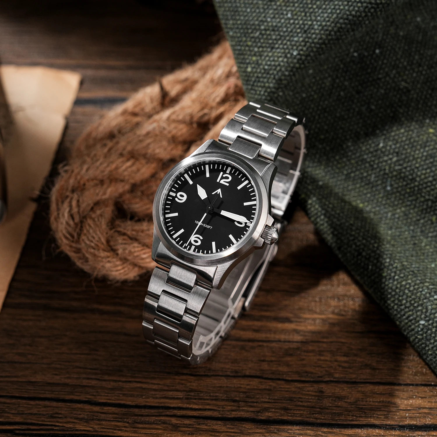 MILITADO ML18 36 مللي متر ساعة VH31 سويب ثانية حركة كوارتز 316L الصلب الياقوت BGW9 Lume 100 متر مقاوم للماء ساعة يد رجالي #6