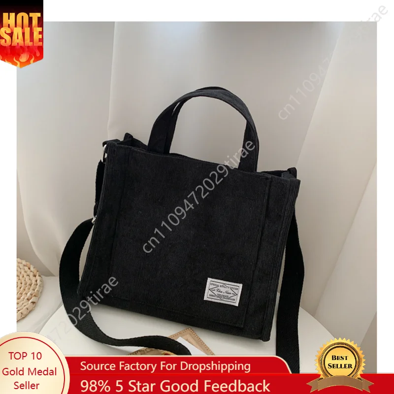 Tas Bahu Rilibegan untuk Wanita Tas Kapasitas Besar Portabel Korduroi Sederhana Gaya Baru Tas Tangan Persegi Kecil Tren Fashion