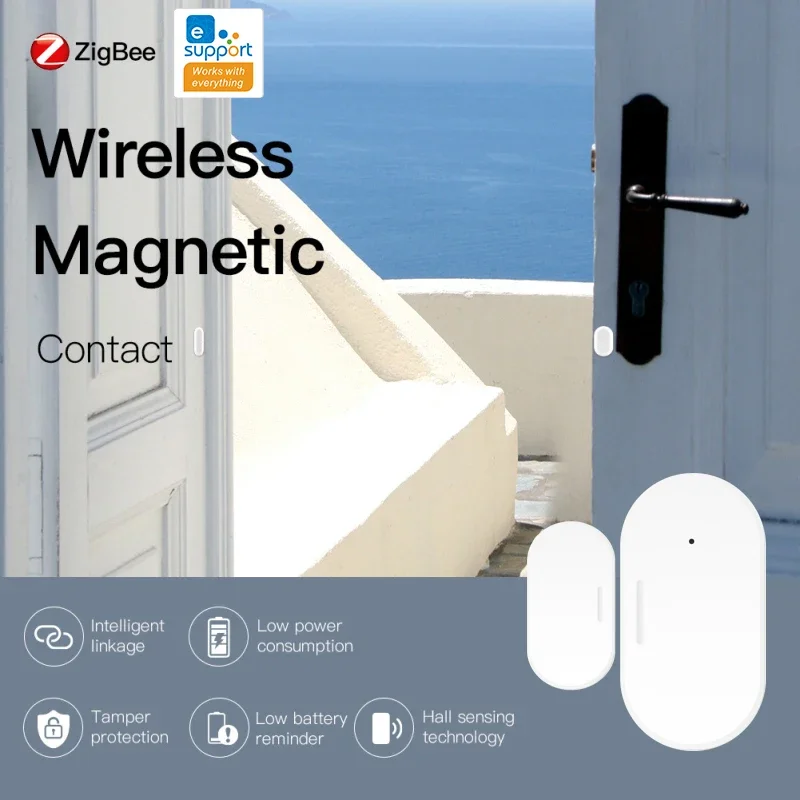 Смарт-датчик двери eWelink ZigBee, детектор безопасности «сделай сам» для открытия и закрытия дверей, работает с Alexa Google