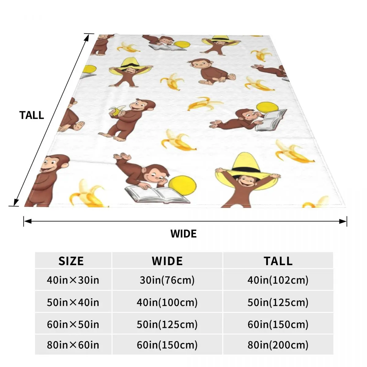 George The Curious Monkey Blanket Banana Cartoon Travel Flannel Throw Blanket Soft Durable Couch Bed Custom Bedspread Gift