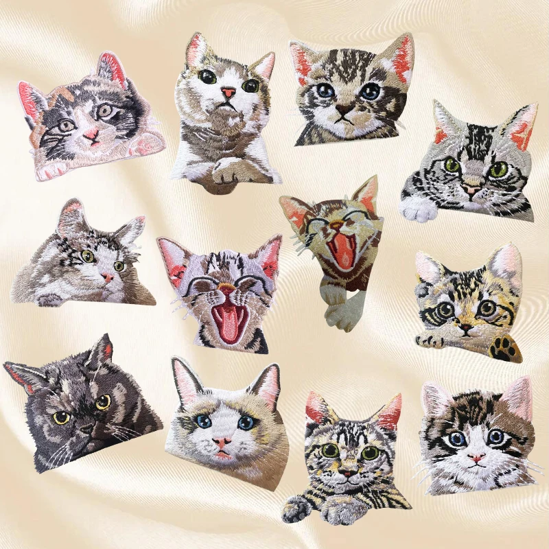 

Set Cartoon/Animal Cat Embroidery Patch Smoking Monkey Patch Iron On Patches For Clothing thermoadhesive Patches On Clothes DIY