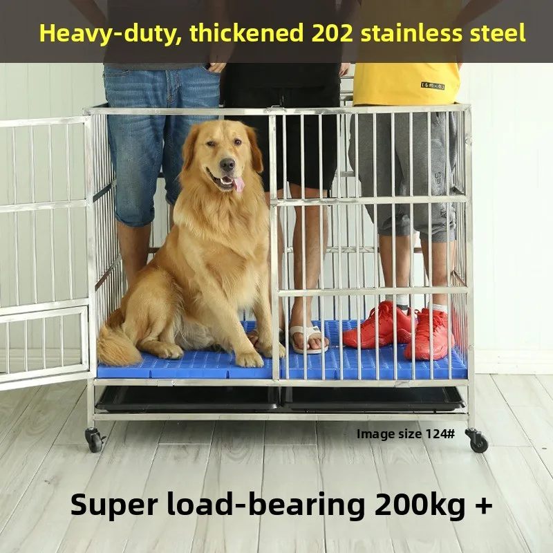 YYY Stainless Steel Dog Cage Small Medium Large Dog Golden Retriever Teddy Indoor with Toilet Bite Pet Dog Cage Bold Folding