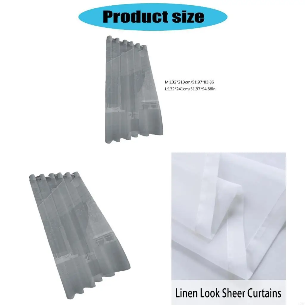 37ME Outdoor Transparents Curtains Weather Resistant Voile Curtain for Balconys Space