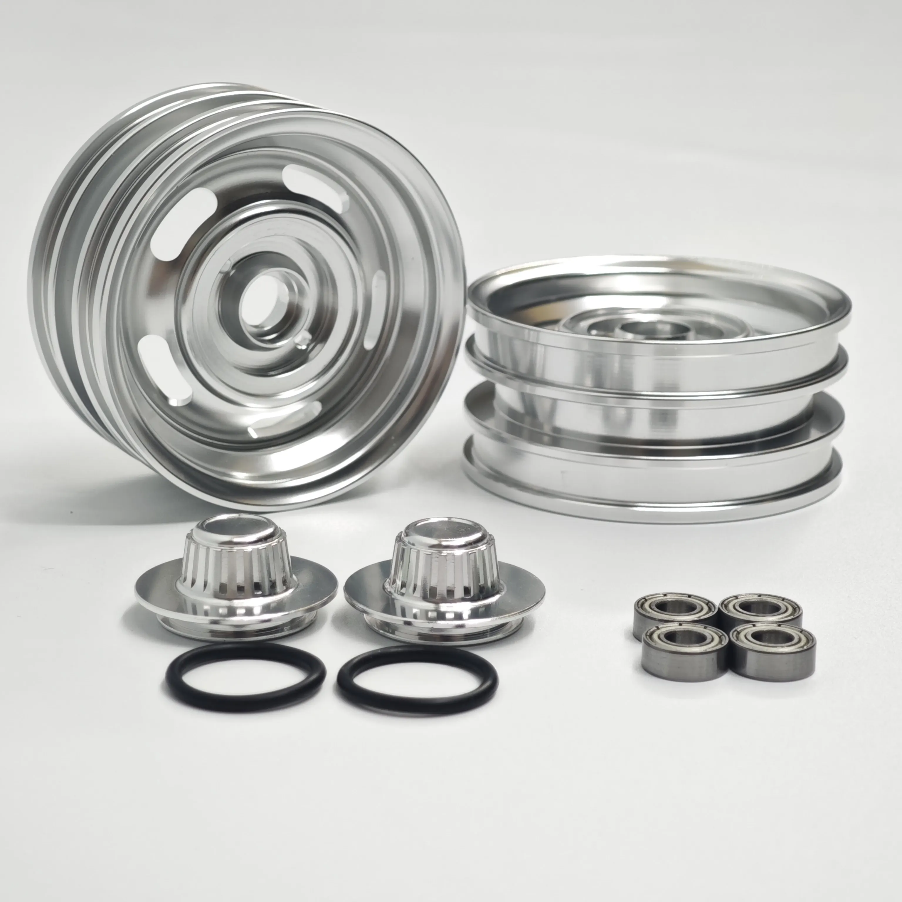 2PCS 1/10 Electric RC Buggy Aluminum Wheel Rims Set with Bearings Hex Hubs O-Rings CNC Upgrade for Electric Off-Road RC Car