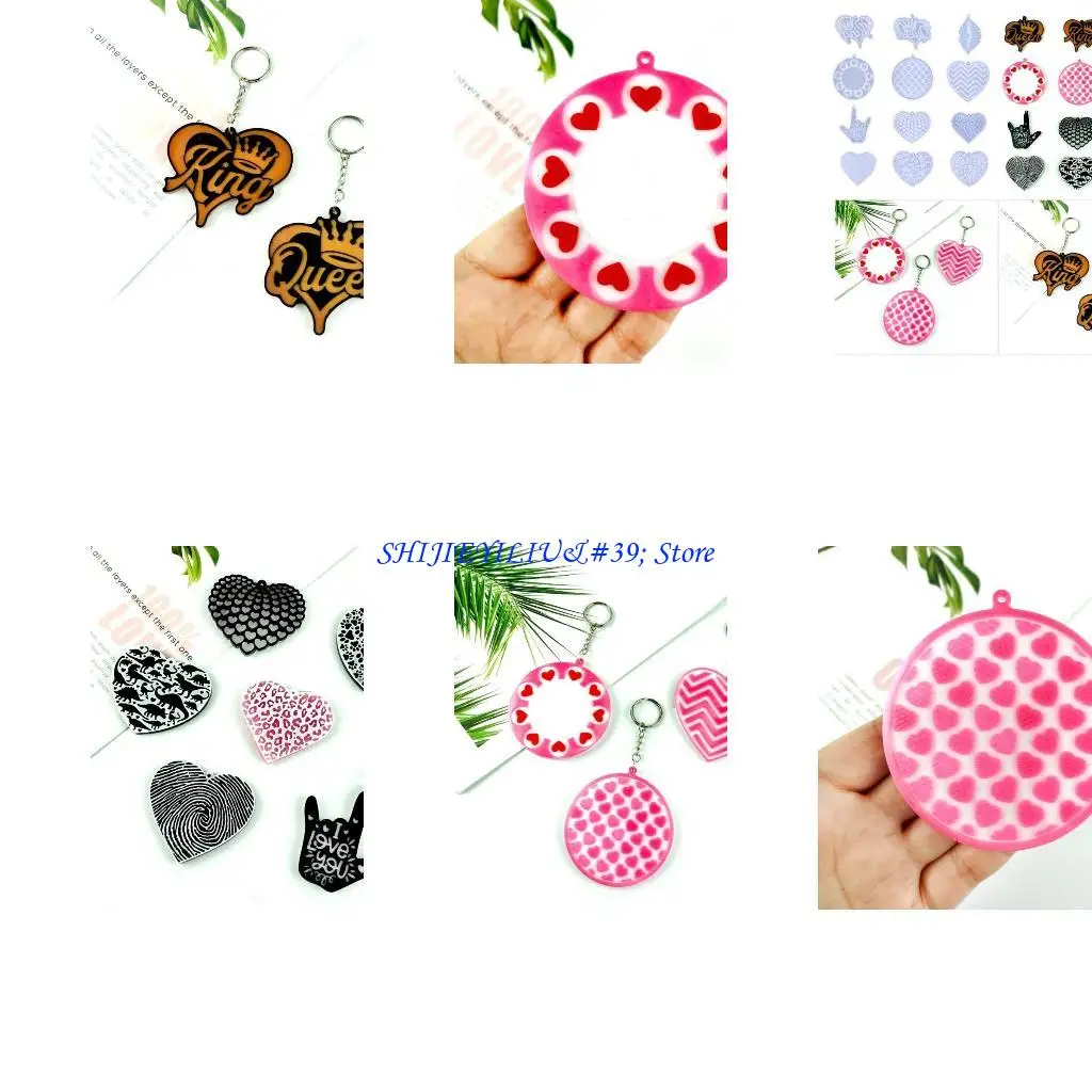 

E21F 12 Pack Pendant Moulds Resin Molda Valentines Day Series Clay Mould Jewelry Mold