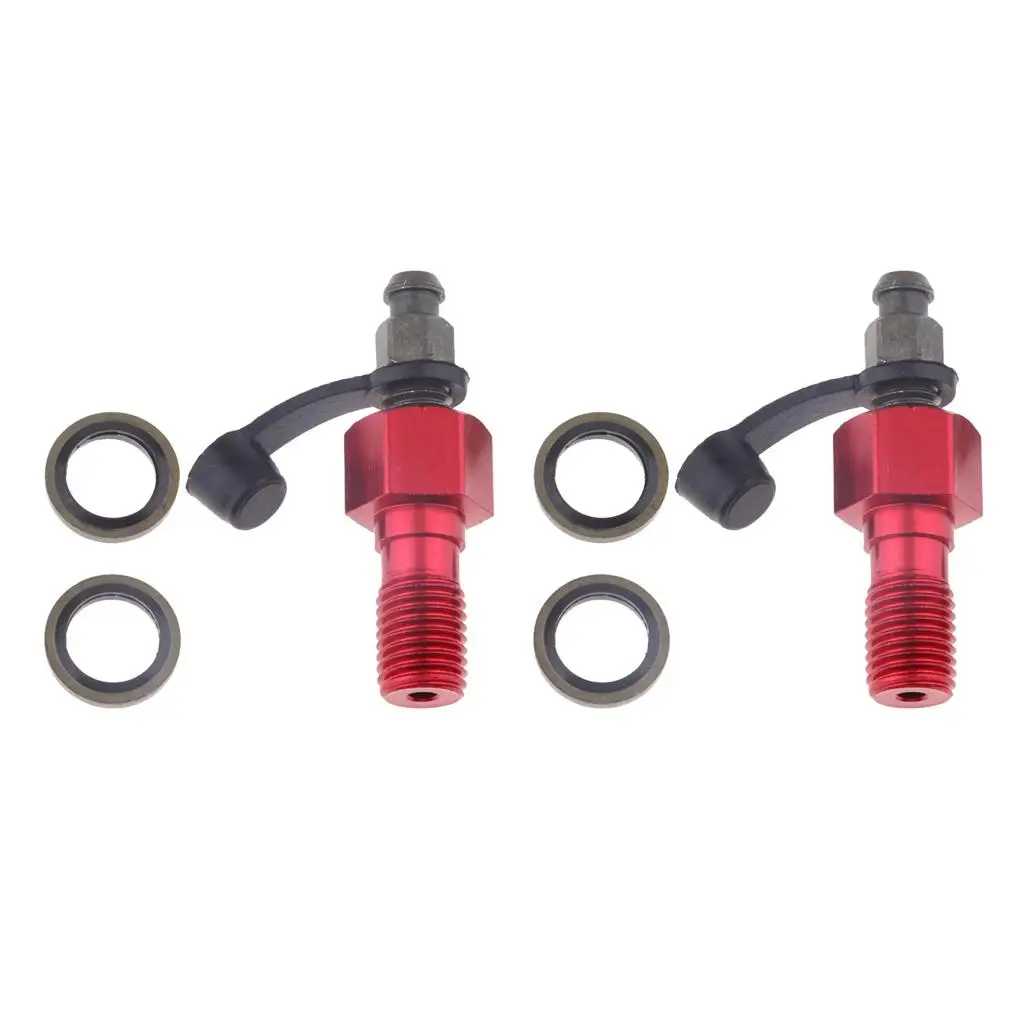 2x Banjo Motorcycle Brake Caliper And Bleeder Nipple / Screw M10 X 1.25mm Red