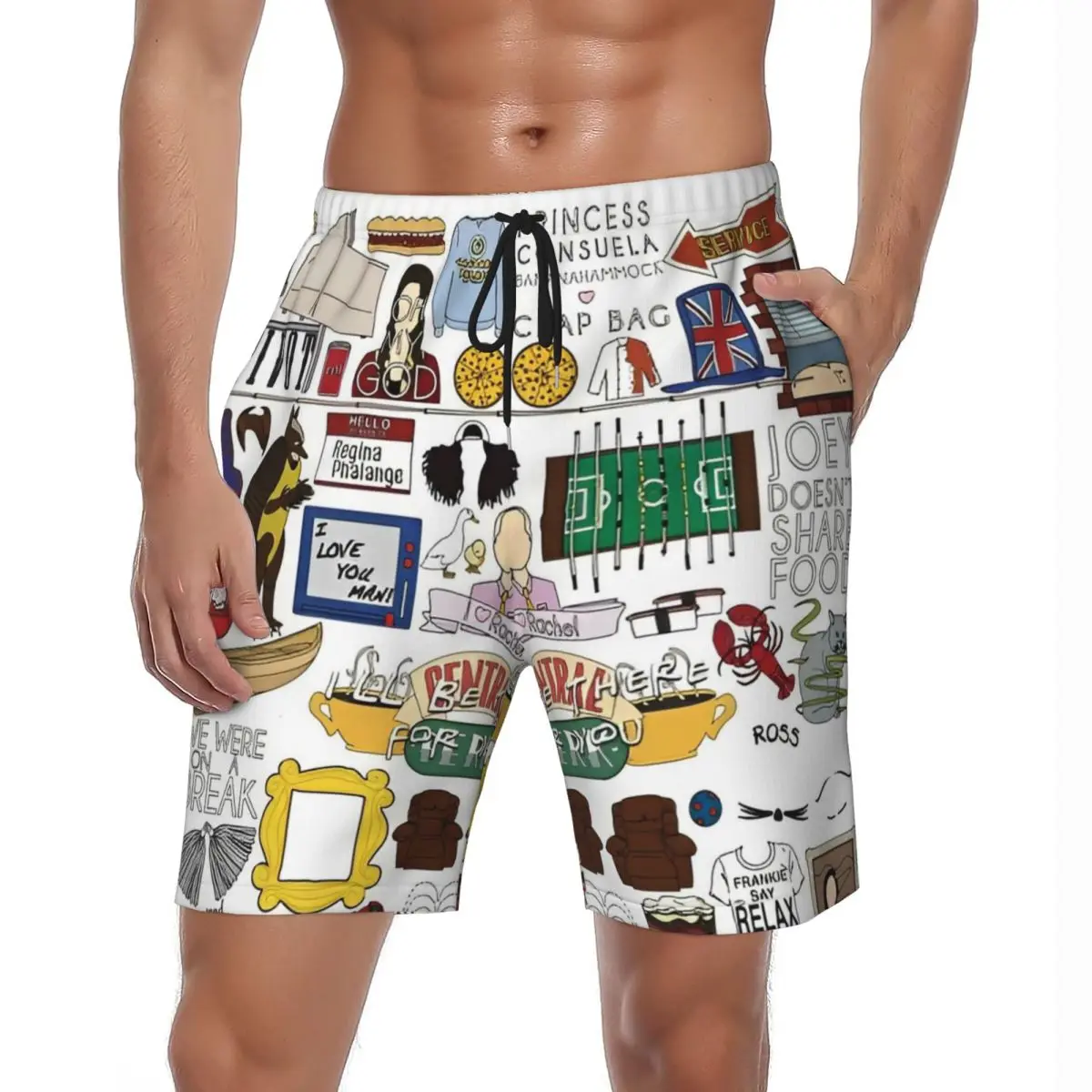 

Friends TV Show Poster Board Shorts Summer Program Cartoon Running Board Short Pants Men Quick Dry Oversize Swimming Trunks