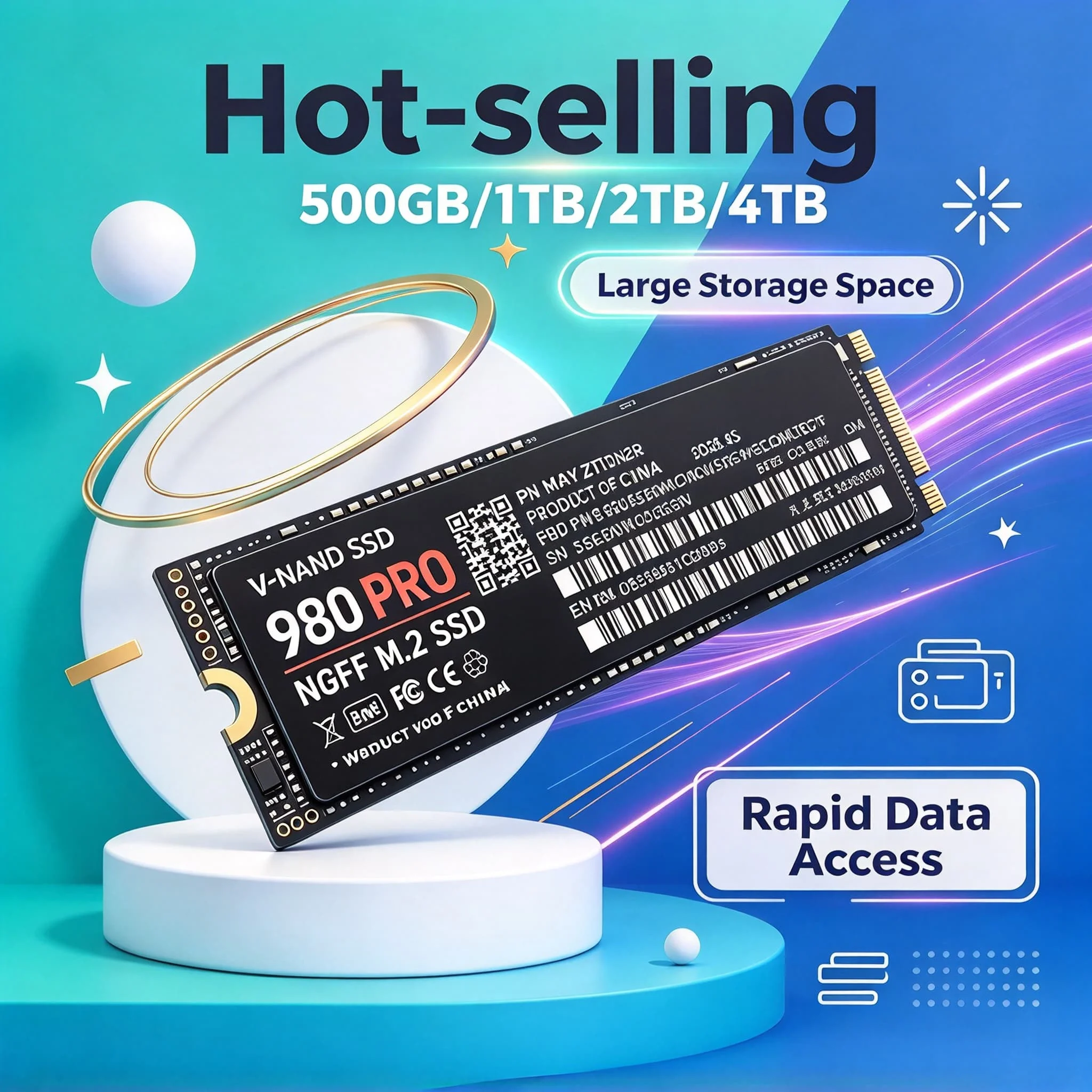 SSD 980 PRO NGFF M2 SATA3 Inside Solid State Drive 500GB 1TB 2TB 4TB Internal Fast Hard Disk PC Drive Laptop Desktop Computer