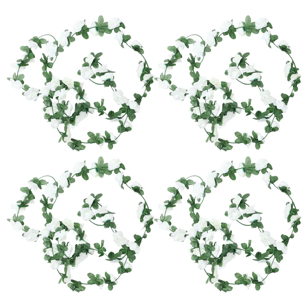 

4 Pcs Simulated Rose Vine Garland Decorations Garden Wall Artificial Flower Vines Stylish Fence