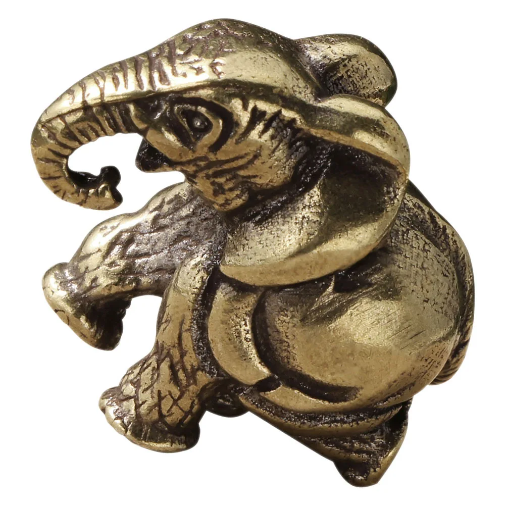 

Exquisite Small Brass Elephant Statue for Desktop Home Decor Handheld Symbol of Good and Wealth Ornament