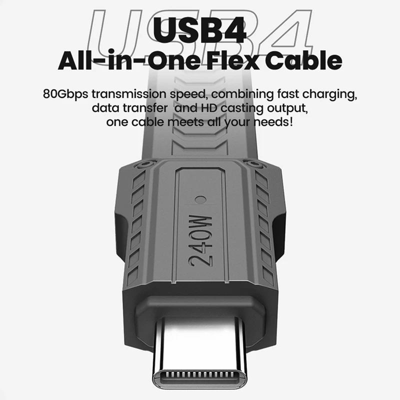 ELECT-USB C To Type C Cable 80Gbps 8K 60Hz USB4 PD240W Fast Charge Portable Keychain Power Bank Wire Black