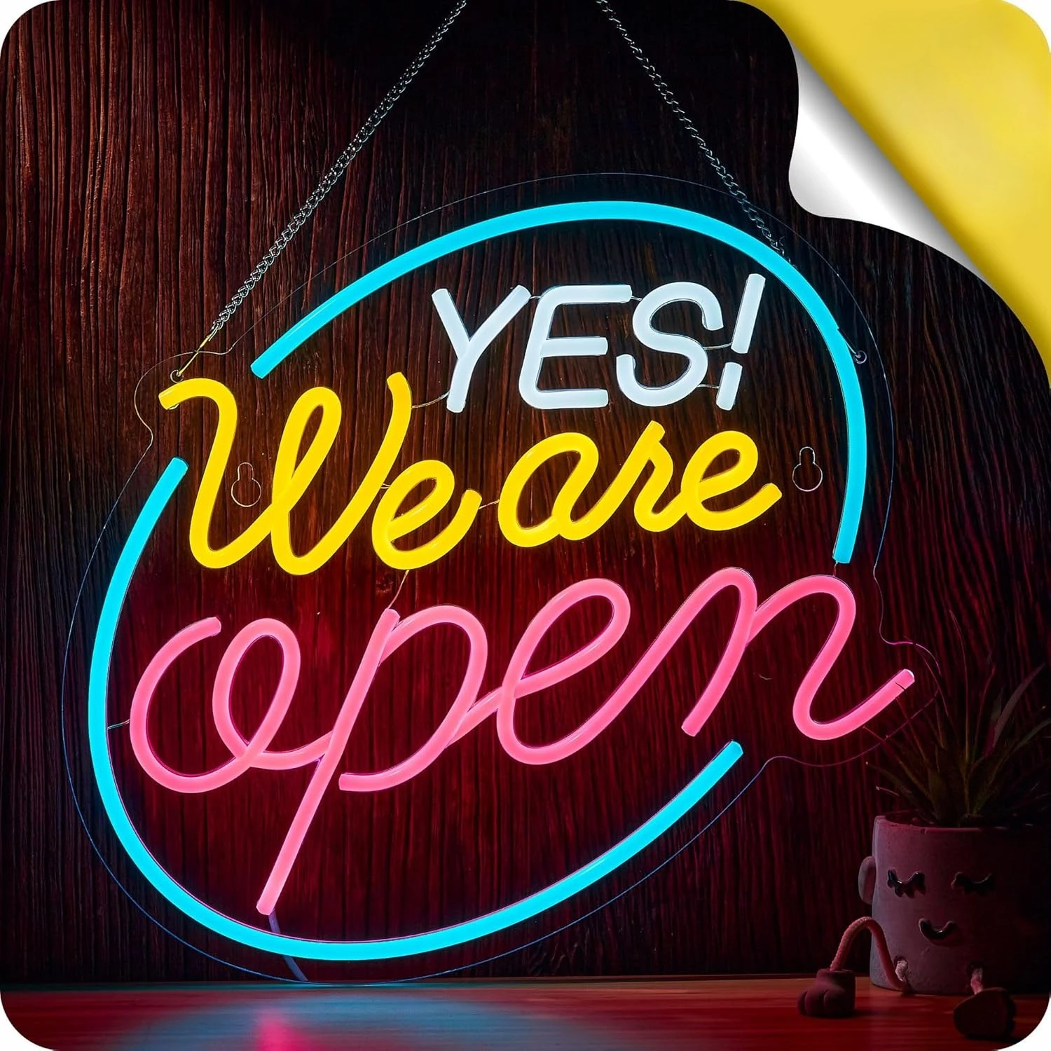Yes We Are Open Neon Sign USB Dimmable LED Neon Light for Tattoo Salon Studio Shop Business Logo Commercial Street Decor Gift