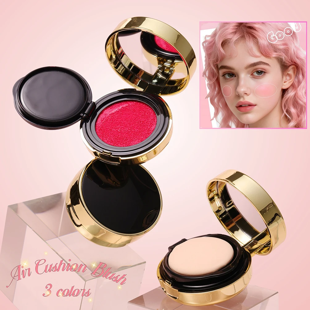 Custom Cushion Blush 3-colors Dual-purpose Bulk Private Label Misty Touch Long-lasting Hydrating Texture Natural Makeup Vegan