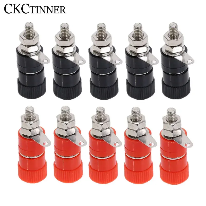 5/10pcs Terminal Blocks JS-910B 4mm Amplifier Terminal Connector Binding Post Banana Plug Jack Mount Red Black