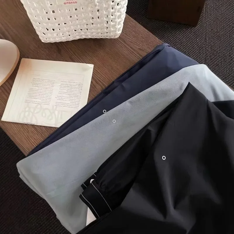 Celana Panjang Wanita High Waist Elastis Model Lurus Gaya Kasual Amerika Warna Solid Nyaman Ringan untuk Musim Panas 2025