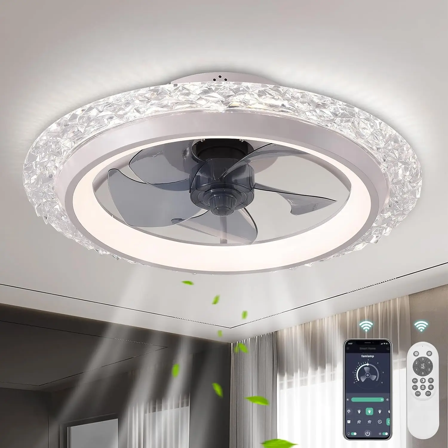 Kindlov Ceiling Fans With Lights 19.7