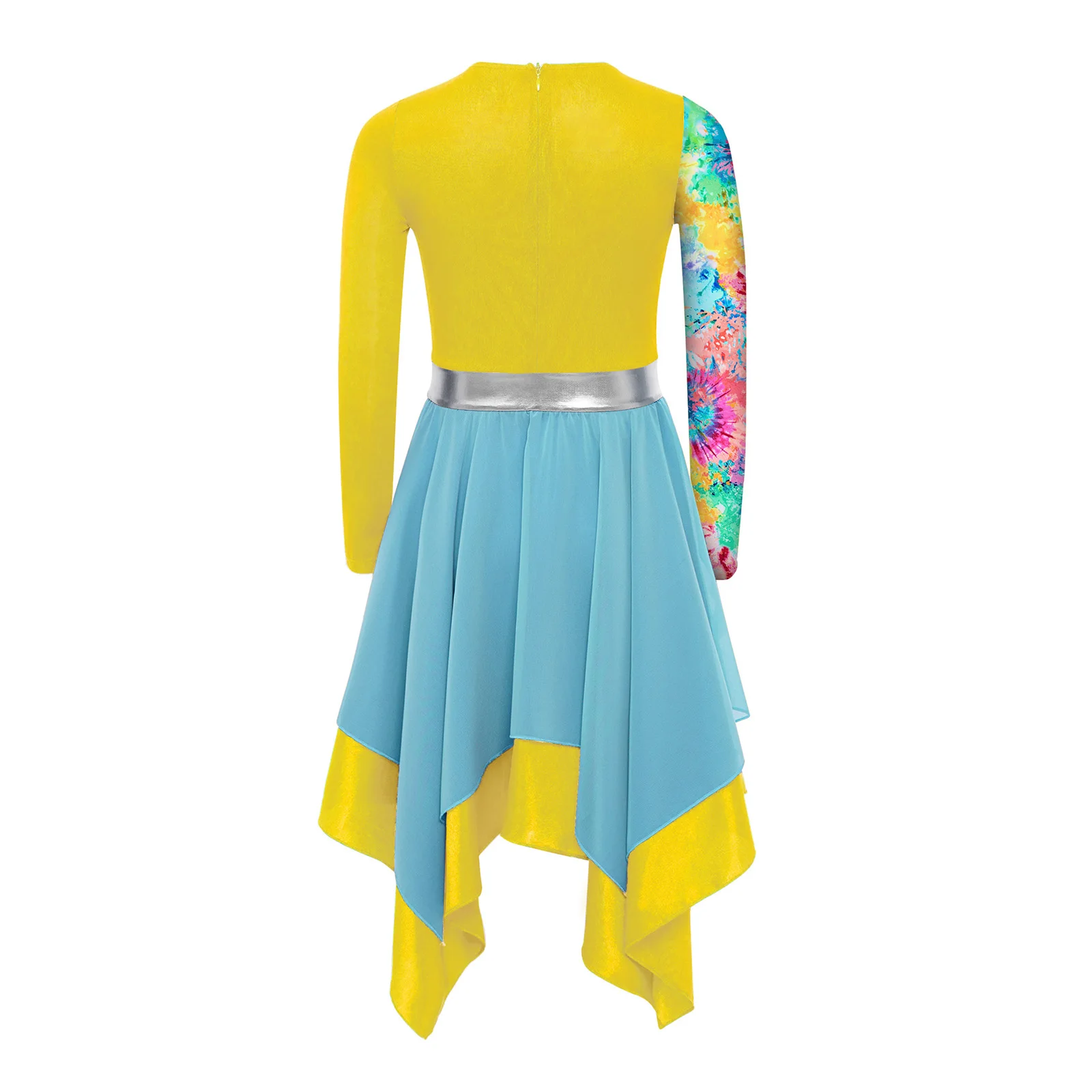 Long Sleeve Worship Praise Dance Dress for Kids Girls Lyrical Liturgical Dance Costumes Church Choir Costume Performance Clothes