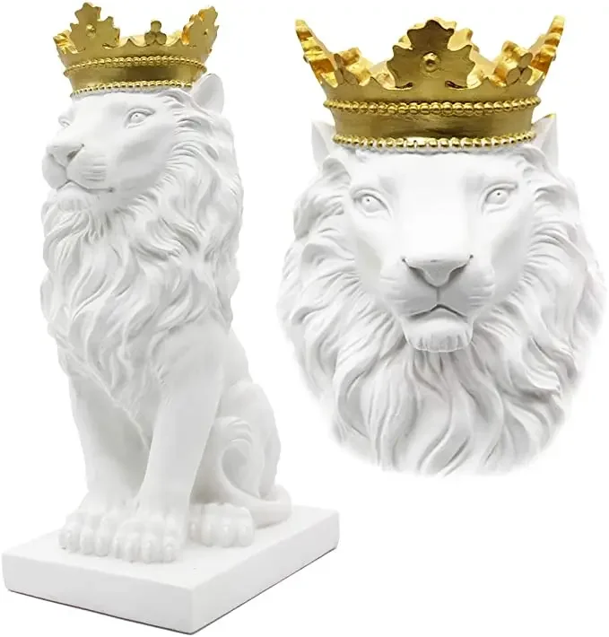 

Nordic Crown Lion Ornament Statue Home Bar Office Male Lion Belief Sculpture Handicraft Animal Decoration Ornament Gift