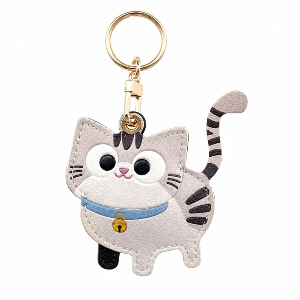 Schlüsselanhänger aus Leder, Kitty-Zugangskartenhülle, niedlicher Anti-Verlust-Ausweishalter, Taschenanhänger, Katzen-Design, Katzen-Schlüsselanhänger für Mädchen – Detail 6