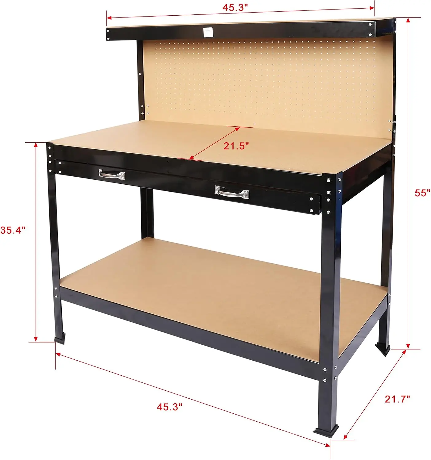 115Cm Heavy Duty Wood Workbench Storage Space Multifunctional Woodworking Bench Garage Workshop Home Diy Projects