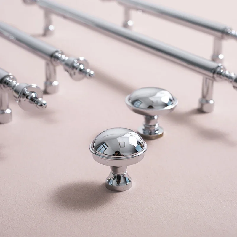 Bright Chrome Long Handle Round Knob Modern Pulls Cupboard Wardrobe Dresser Drawer Cabinet Bar Knob Furniture Handle for Kitchen