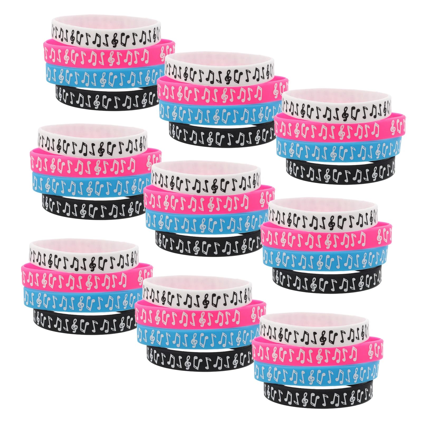32 قطعة من أساور السيليكون ذات طابع الموسيقى، تصميم ملاحظة موسيقية نابضة بالحياة، مريح مقاوم للماء للحفلات لمهرجان الحفلات الموسيقية #1