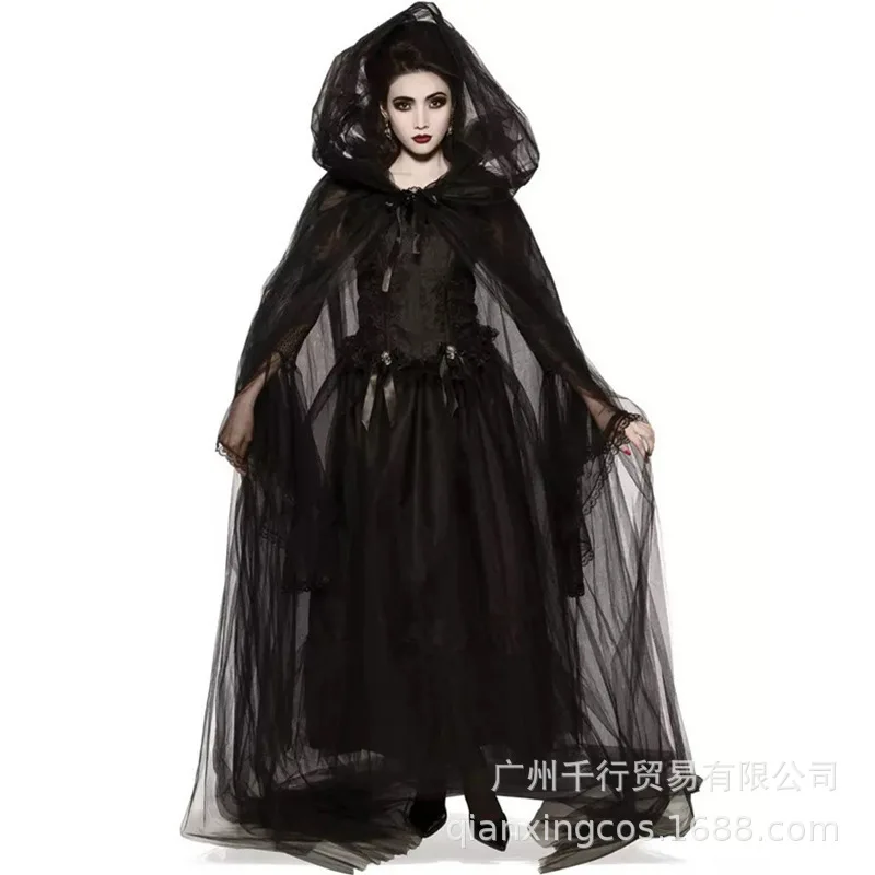 Cosplay de Halloween para Mulher, Capa com Capuz de Terror, Assustador, Zumbis, Vampiros, Halloween, Carnaval, Fantasma Assustador, Medieval, Dia dos Mortos