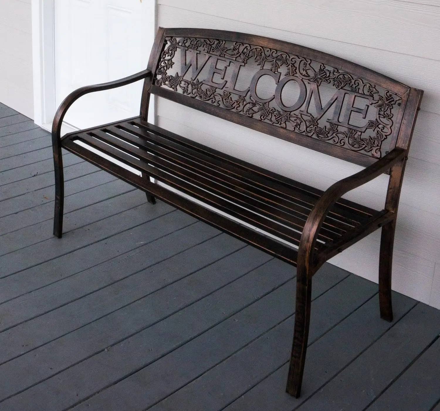 Tx94101 Metal Welcome Outdoor Bench