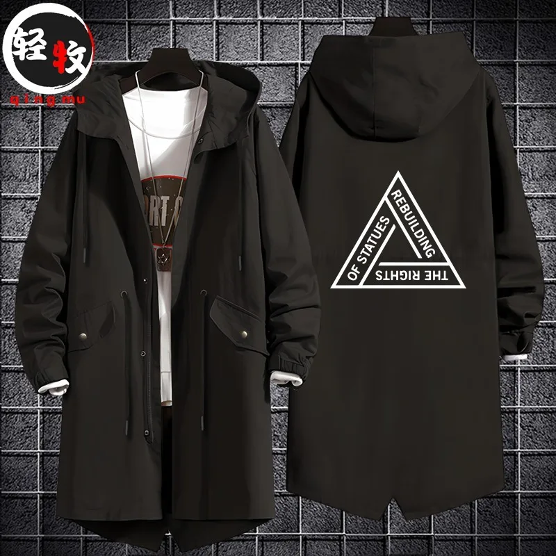 

Куртка с капюшоном средней длины из хлопка, весенне-осенняя, в корейском стиле, молодежная, модная, приталенная, из полиэфирного волокна