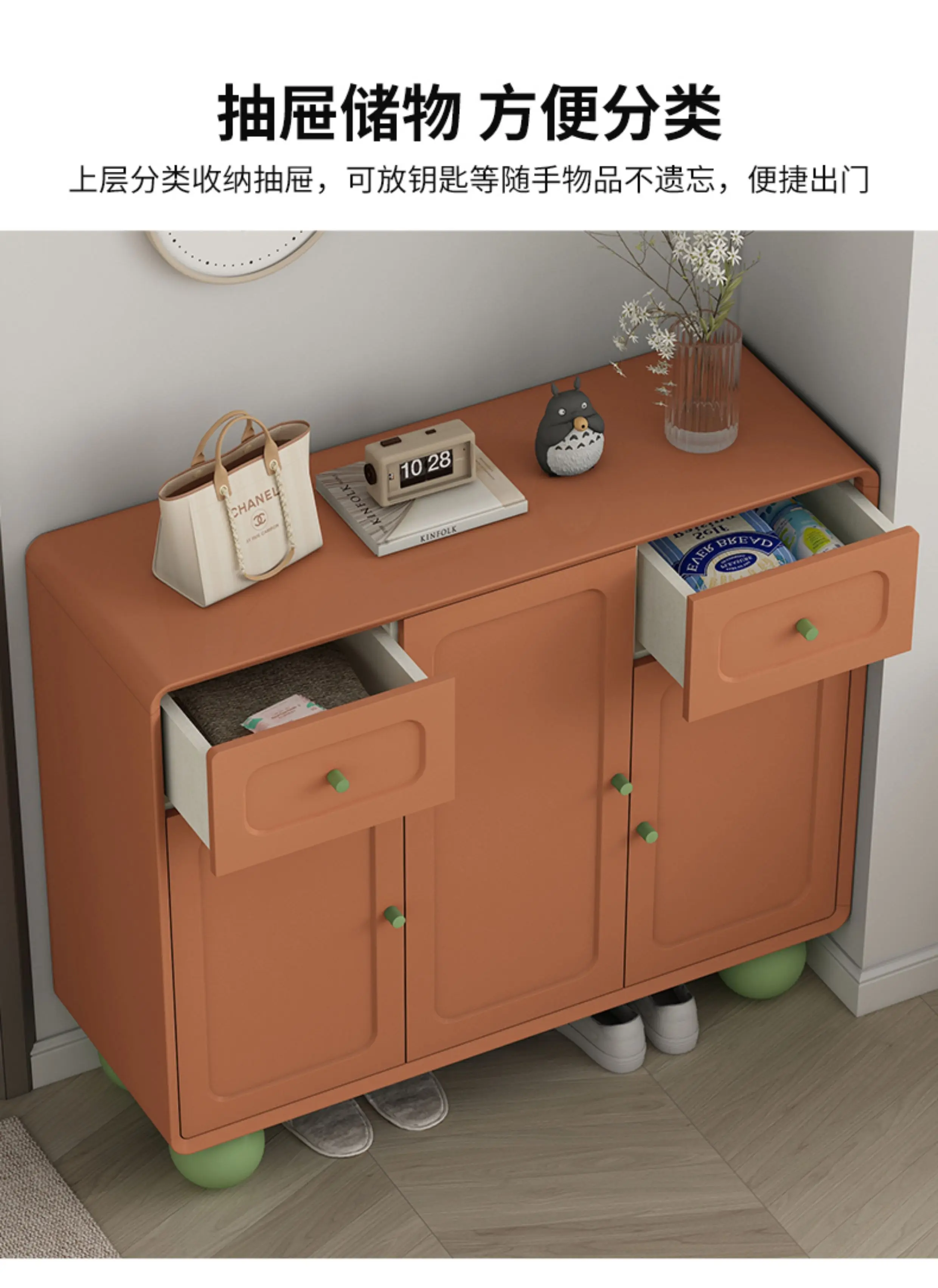 خزانة أحذية متعددة الطبقات عند باب المنزل، خزانة تخزين أحذية من الخشب الصلب ذات سعة كبيرة #5