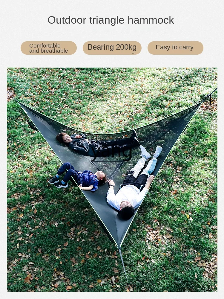 Yjq Outdoor Triangle Hammock Large Multi-Air Defense Flip High Load-Bearing Aerial Hammock Camping Picnic