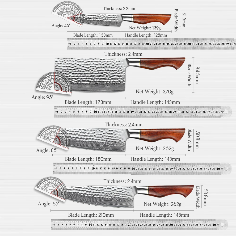 HEZHEN 1-5PC Kitchen Knife Set Vacuum & Deep Freezer Heat Treatment 73 Layers Powder Damascus Steel Chef Cooking Tools