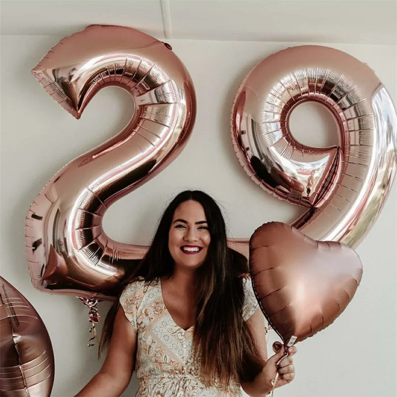 40 ''Rose Donuts palloncini Foil di grandi numeri palloncino ad elio digitale Baby Shower Party decorazione di compleanno palloncini di buon compleanno