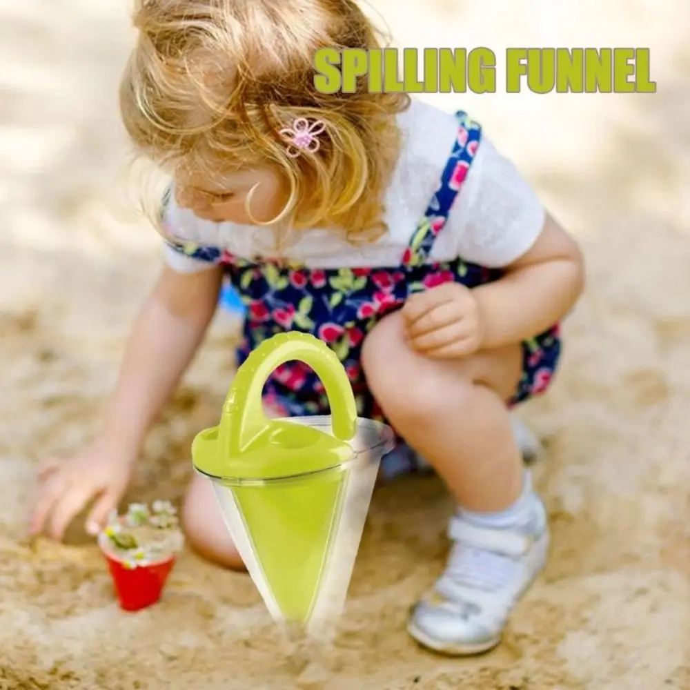 Decorazione unica dell'imbuto di troppopieno da spiaggia in plastica, colino per sabbia creativo, imbuto per disturbo, kit di sabbia verde per scavo da giardino