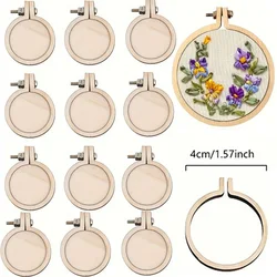 1/2/5/10pcs 4cm Embroidery Hoop Pendant Ring Wooden Cross Stitch Frame Handmade Pendant Crafts Embroidery Circle Sewing Kit