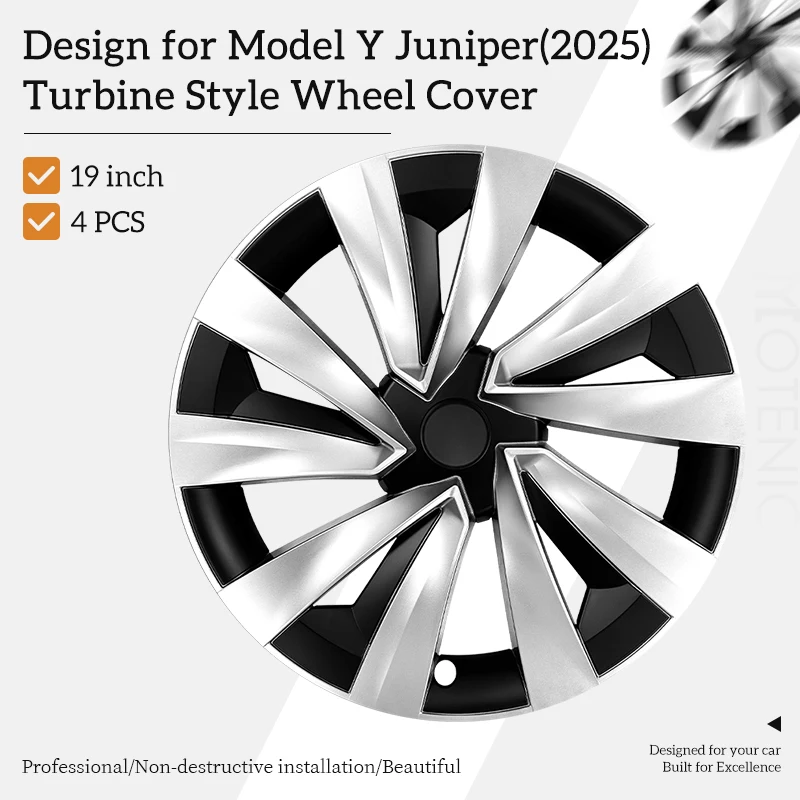 4 قطعة غطاء عجلة ل تسلا نموذج Y جونيبر 2025 19 بوصة سيارة استبدال أغطية الاطارات غطاء محور السيارات كامل حافة اكسسوارات السيارات