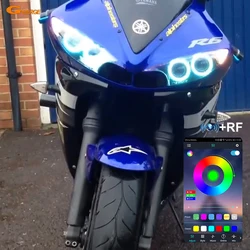 ヤマハyzf R6 2003 2004 2005 2006 2007 2008 2009 rf bt appリモートマルチカラー超高輝度rgb ledエンジェル · アイズヘッドランプリング