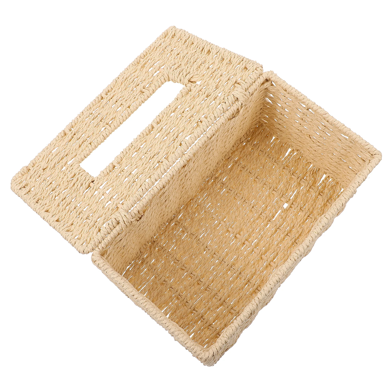 

Woven Tissue Box Paper Rope Storage Basket Holder Living Room Supplies Bohemian Beige Simple Design Tissue Container