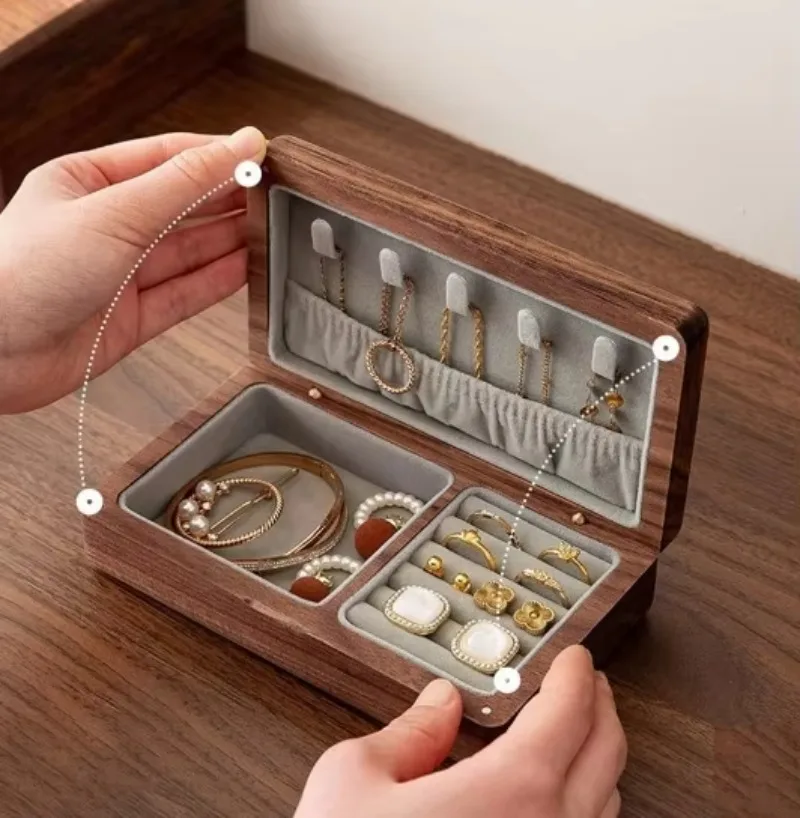XMSJ Manufacturer's Unique Multifunctional Small Wooden Gold Jewelry Storage Box Rectangle Shape Available For Sale